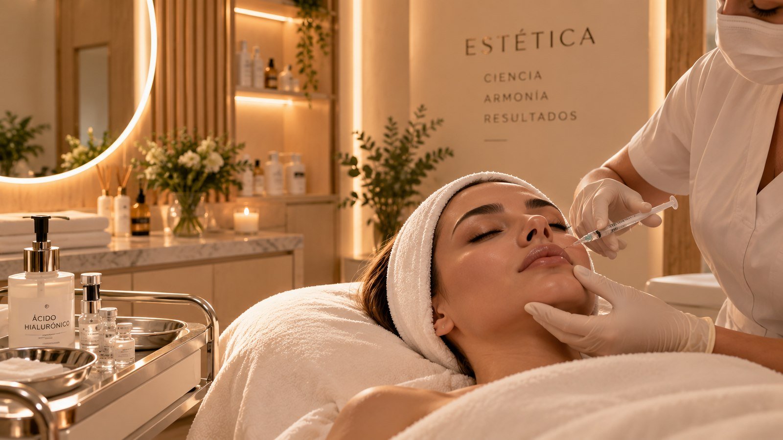 Aplicación de un tratamiento facial en cabina