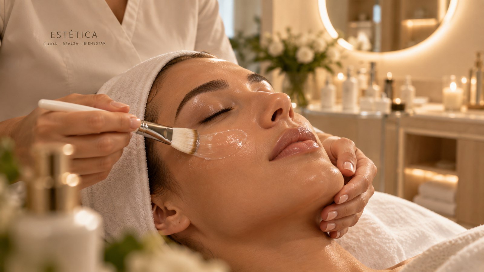 Aplicación de una mascarilla con pincel